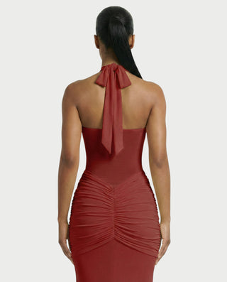 Vestido largo plisado con degradado LIVIANA