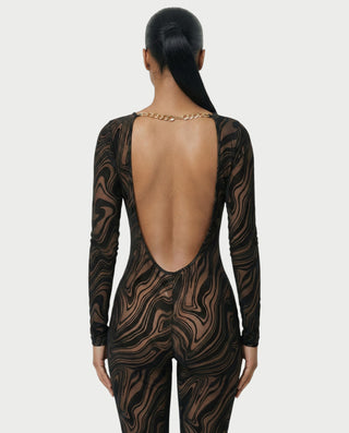 Mono de piel sintética con hombros descubiertos de NENYA