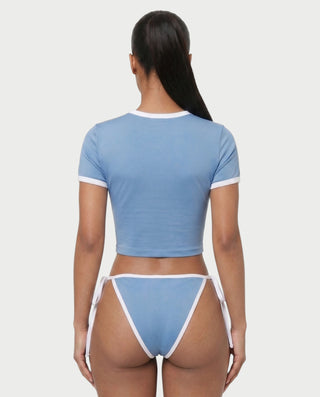 YUMIKA Country Flag Graphic Crop Top & Tie-Side Bikini Bottom Set