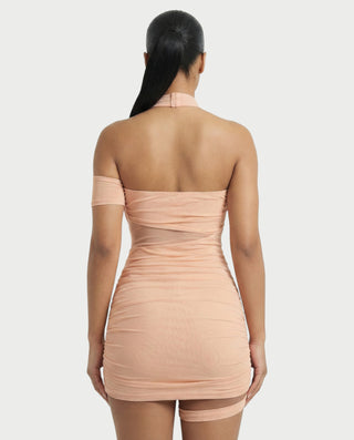 Vestido mini de malla drapeada SONIA