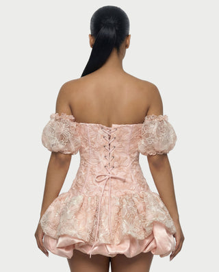 AVARINE Strapless Floral Lace Mini Dress