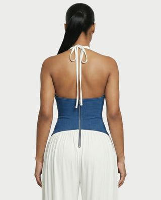 Mono de pierna ancha con cuello halter y espalda descubierta de AMARIS
