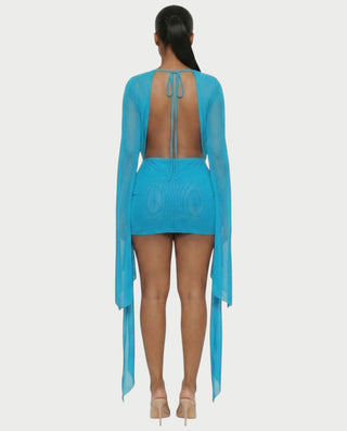 Vestido mini drapeado con cuello vuelto CAROL