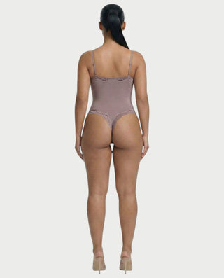 AMELYA Lace-Trim Shapewear Bodysuit