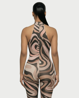 DEXIE Abstract Swirl Print Jumpsuit