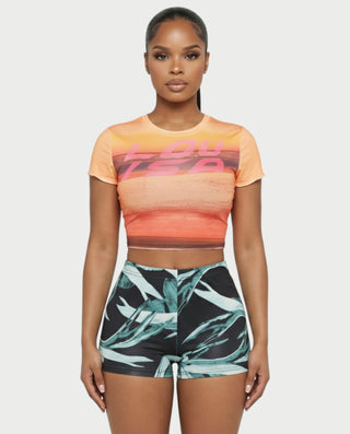 Conjunto de top corto y pantalones cortos de malla ESTELLE