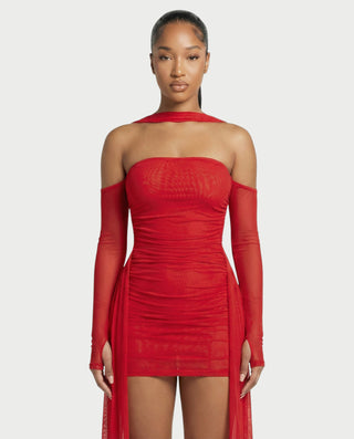 ANNE Strapless Mesh Mini Dress