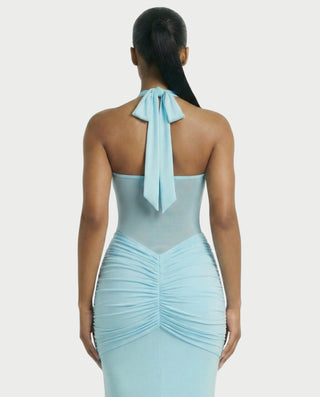 Vestido largo plisado con degradado LIVIANA