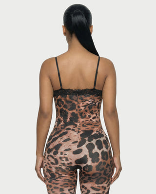 Mono con ribete de encaje y estampado de leopardo VALIE