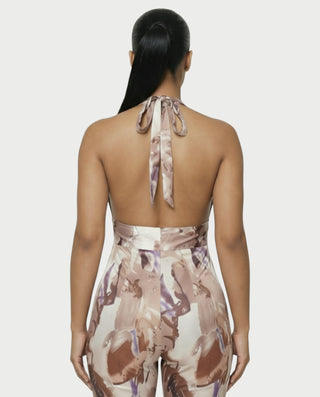 Mono sin mangas con cuello halter estampado AMETHYST