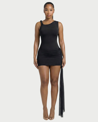 ANNARA Asymmetric Draped Mini Dress Celestia ANNARA Asymmetric Draped Mini Dress Celestia