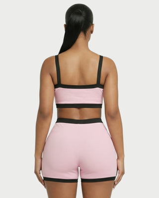Conjunto de top y pantalones cortos con ribete en contraste KAMRYN