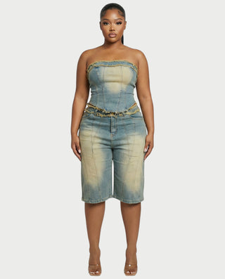 Chaleco corto con hebilla frontal de piel sintética QUELLA