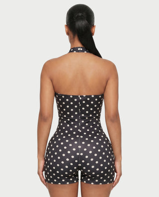 AMILA Polka Dot Open-Back Bodycon Romper