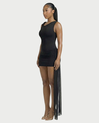 ANNARA Asymmetric Draped Mini Dress