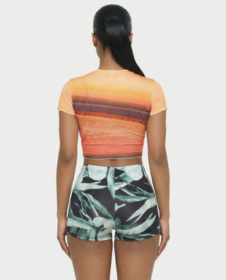 Conjunto de top corto y pantalones cortos de malla ESTELLE