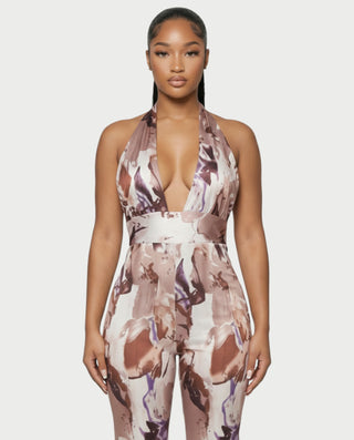 Mono sin mangas con cuello halter estampado AMETHYST