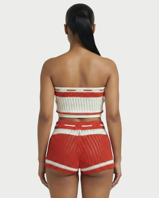 BELLE Striped Crochet Knit Top & Short Set