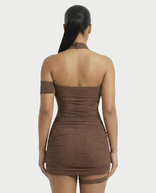 Vestido mini de malla drapeada SONIA