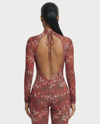 Mono de cuello alto con estampado de leopardo de KHIONE