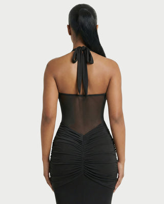 Vestido largo plisado con degradado LIVIANA