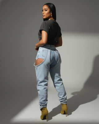 NAMI Distressed Denim Chaps Pants