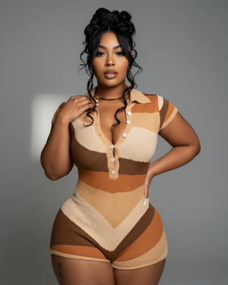 ELLAY Knit Abstract Print Romper