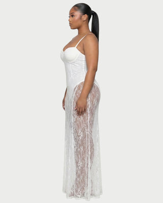 ZENRA Sheer Lace Maxi Dress