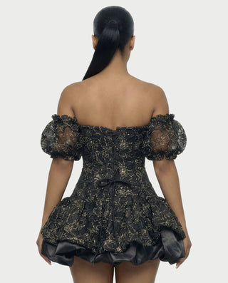 AVARINE Strapless Floral Lace Mini Dress