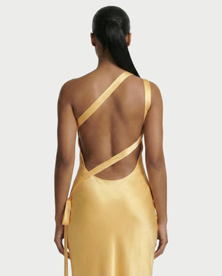 SELENE One-Shoulder Strap Satin Maxi Dress Celestia SELENE One-Shoulder Strap Satin Maxi Dress Celestia