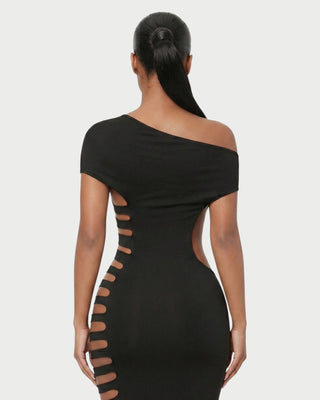 BLAISE One-Shoulder Ladder-Slit Cutout Maxi Dress