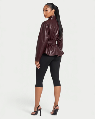 TESS Faux Belted High Stand Collar Jacket