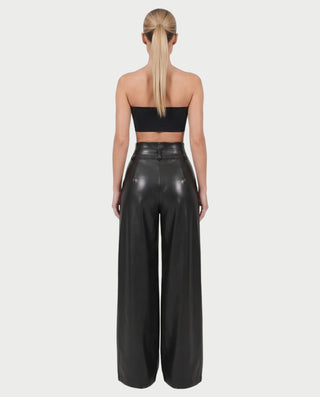 OSTINA High-Waist Faux Leather Wide-Leg Pants