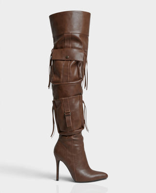 ZARLITA Tassel Cargo Over-the-Knee High Heel Boots