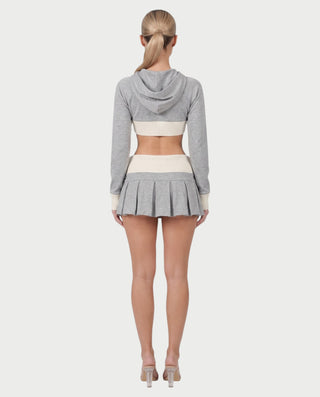 DULCE Cropped Zip-Up Hoodie & Pleated Mini Skirt Set