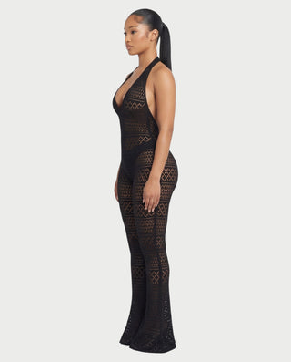 SARI Patterned Flare Jumpsuit