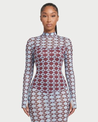 Vestido midi de manga larga con cuello alto MALINA