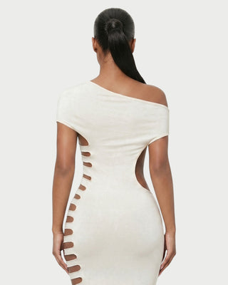 BLAISE One-Shoulder Ladder-Slit Cutout Maxi Dress