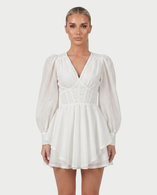 ETTA Long Sleeve Corset Fit & Flare Mini Dress