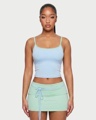 ZELINA Contrast Trim Cami Top & Mini Skirt Set