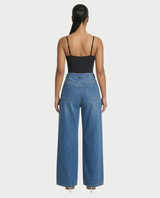 LUNARIA Wide-Leg Gold Motif Denim Pants