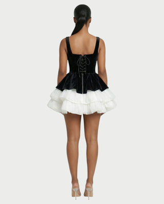 QUIRA Layered Tulle Peplum Mini Dress – Celestia