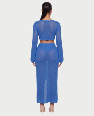 Vestido mini de malla con aberturas y detalle de cadena de JUVIA