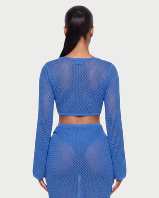 Vestido mini de malla con aberturas y detalle de cadena de JUVIA