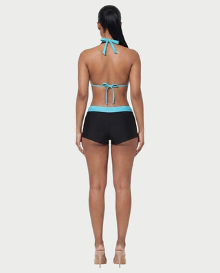 Conjunto de top y pantalón corto de punto de crochet a rayas BELLE