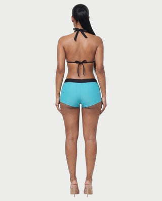Conjunto de top y pantalón corto de punto de crochet a rayas BELLE