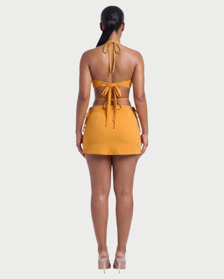 MARISOL Three-Piece Floral Appliqué Bikini Skirt Set