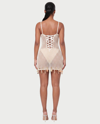 LUMINA Crochet Cutout Cover-Up Mini Dress