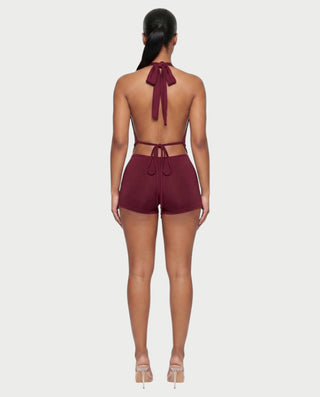JENE Cowl Halter Top & Shorts Set