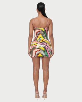 ESSA Swirl Sequin Spaghetti Strap Mini Dress